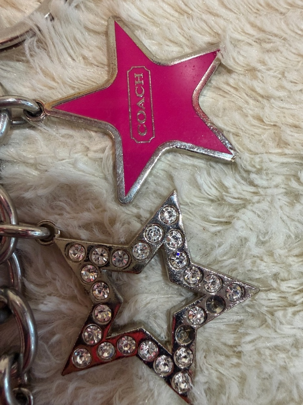 Coach Pink Multi-Star Key & Card Holder Charm - Picture 4 of 4